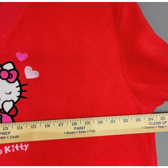 Hello Kitty Fleece Nightgown Adult Womens Medium Red Embroidered Pockets Saniro - Picture 9 of 14